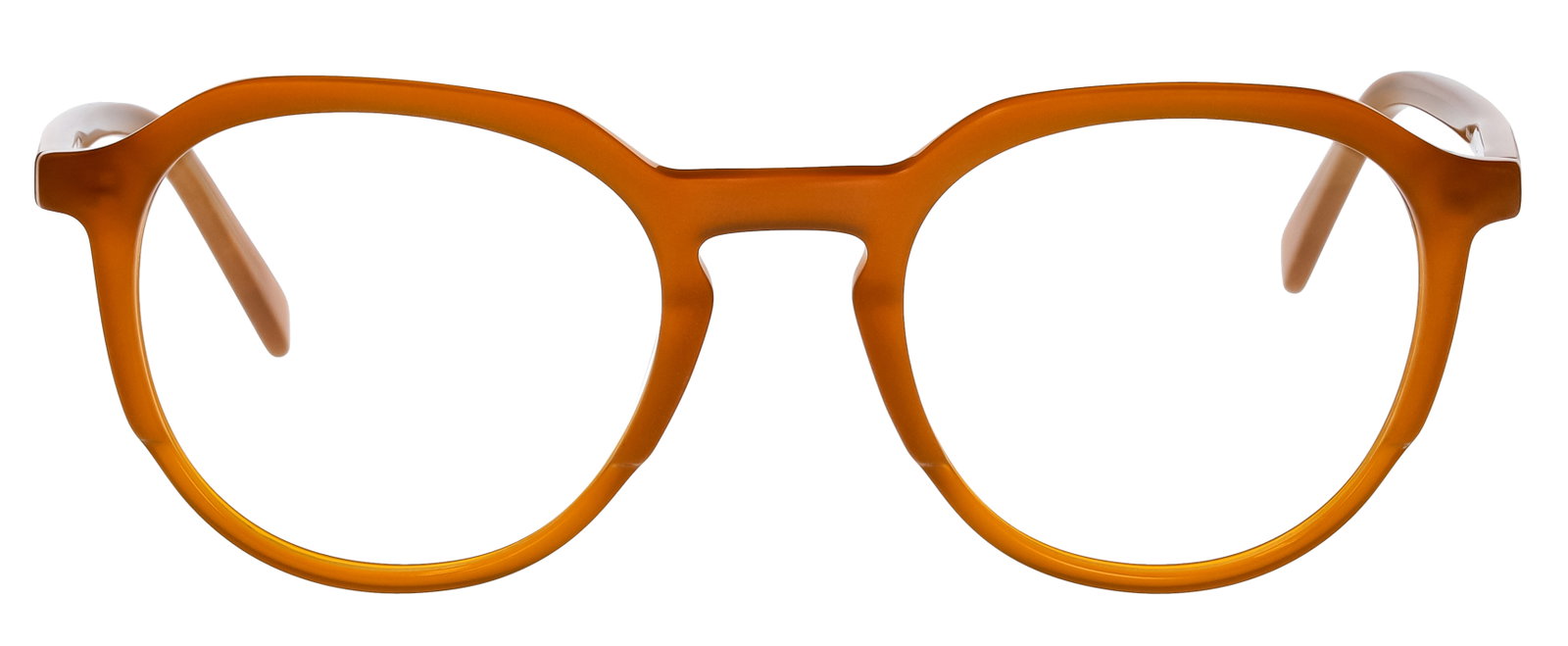 Das Bild zeigt die Eyebar Brille Liverpool in karamellbraun von vorne.